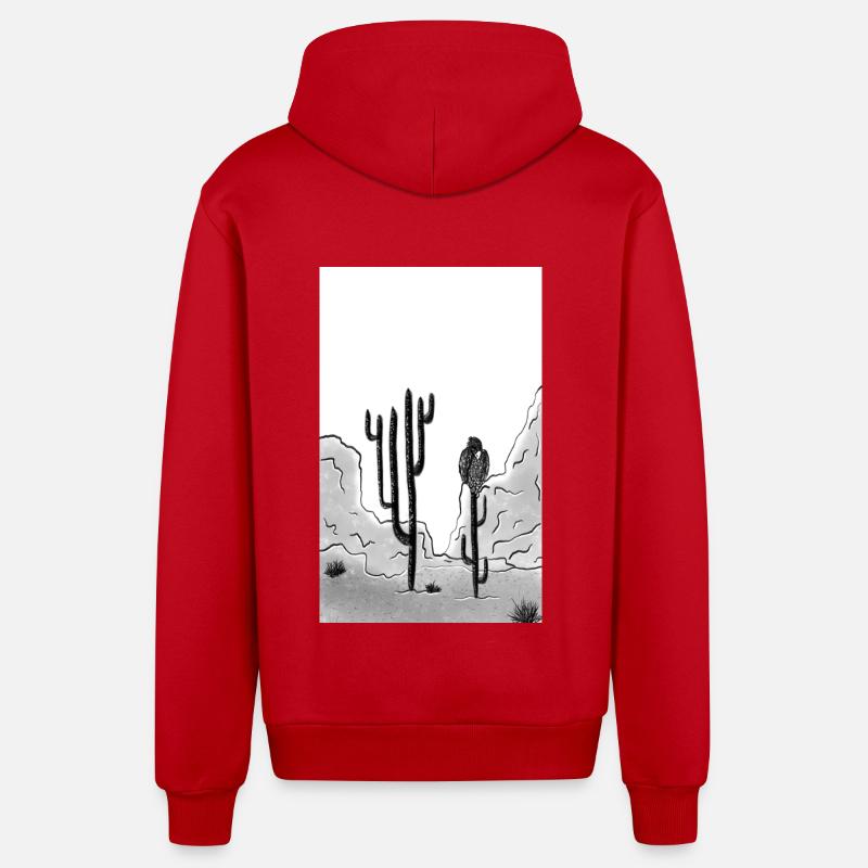 Cactus et vautour - Veste à capuche bio décontractée fabriquée en UE - rouge