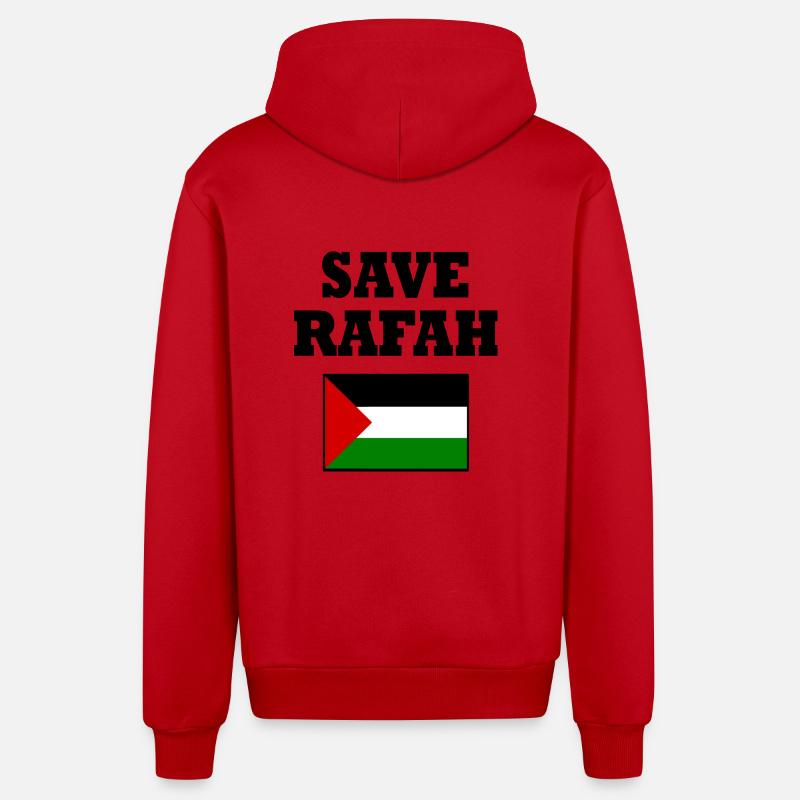 Save rafah - Veste à capuche bio décontractée fabriquée en UE - rouge