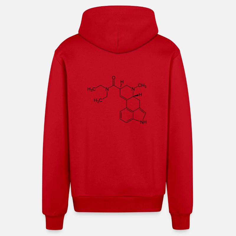 LSD molecule - Organic Relaxed Hooded Jacket Made in EU - red