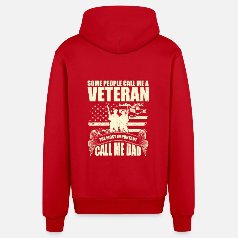 Some people call me veteran - Veste à capuche bio décontractée fabriquée en UE - rouge