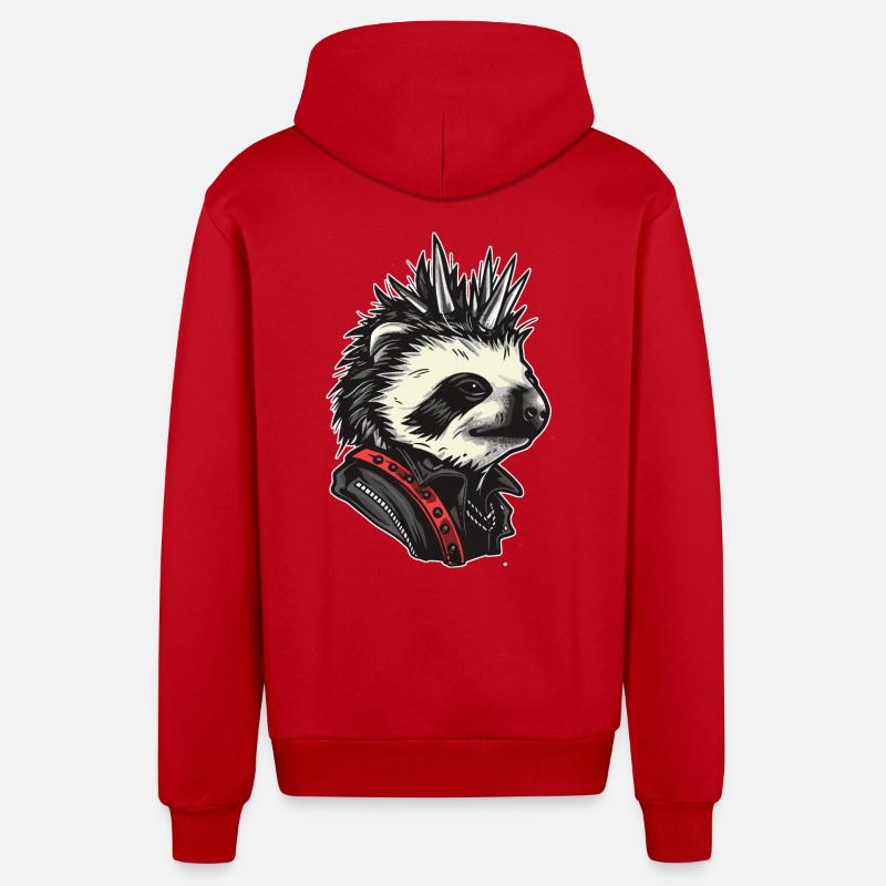 Cool Punk Sloth - Organic Relaxed Hooded Jacket Made in EU - red