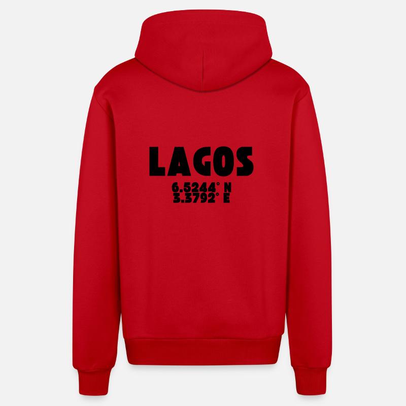 LAGOS - Conception avec coordonnées - Veste à capuche bio décontractée fabriquée en UE - rouge