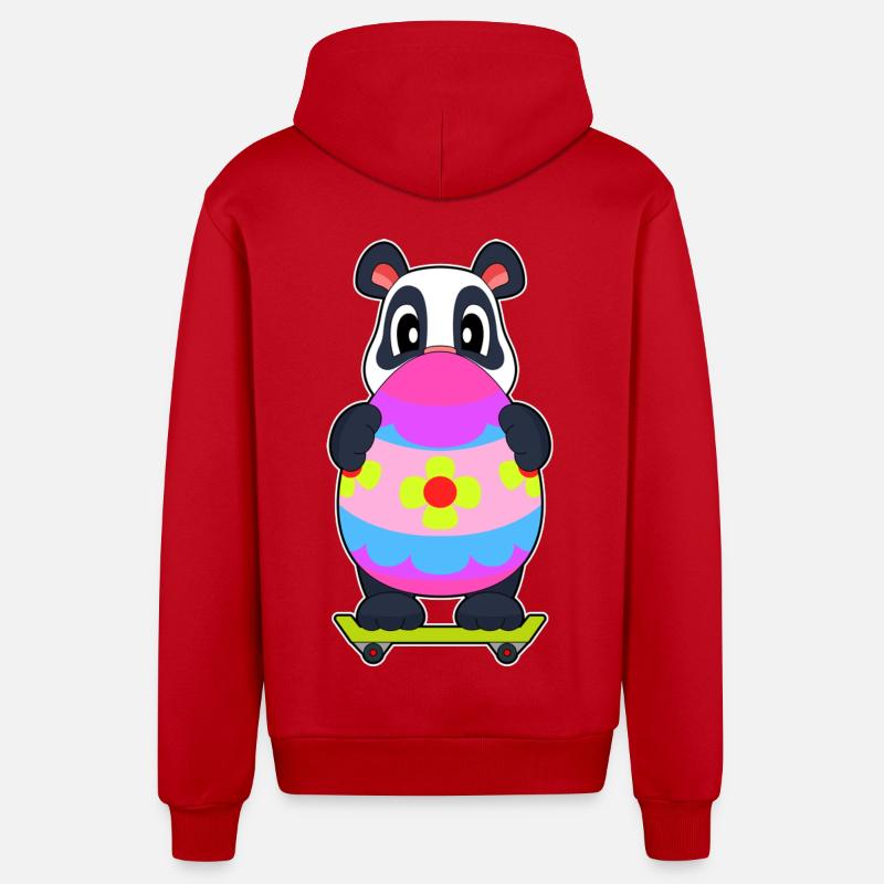 Panda Easter Skateboard - Veste à capuche bio décontractée fabriquée en UE - rouge