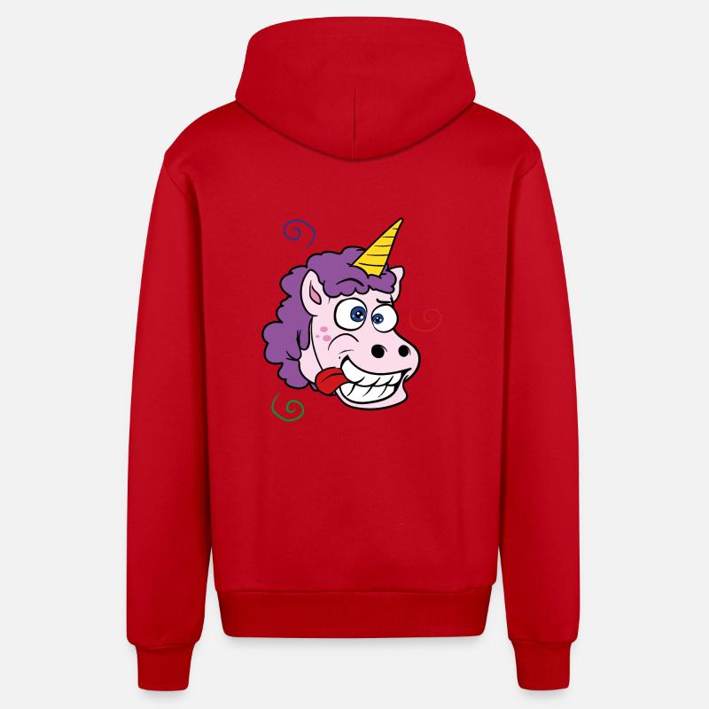 Licorne folle - Veste à capuche bio décontractée fabriquée en UE - rouge