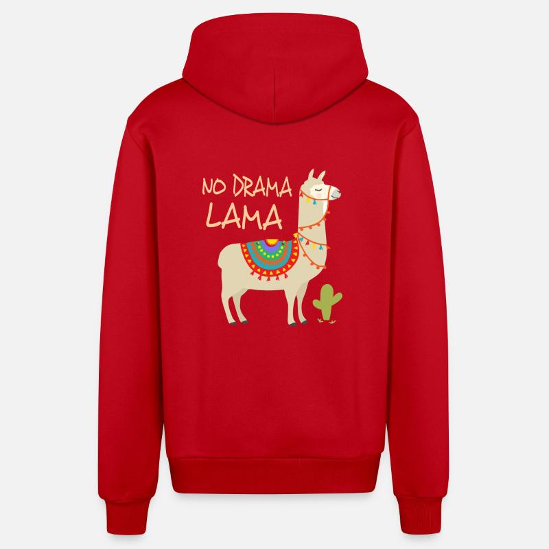 Drame lama 2 - Veste à capuche bio décontractée fabriquée en UE - rouge