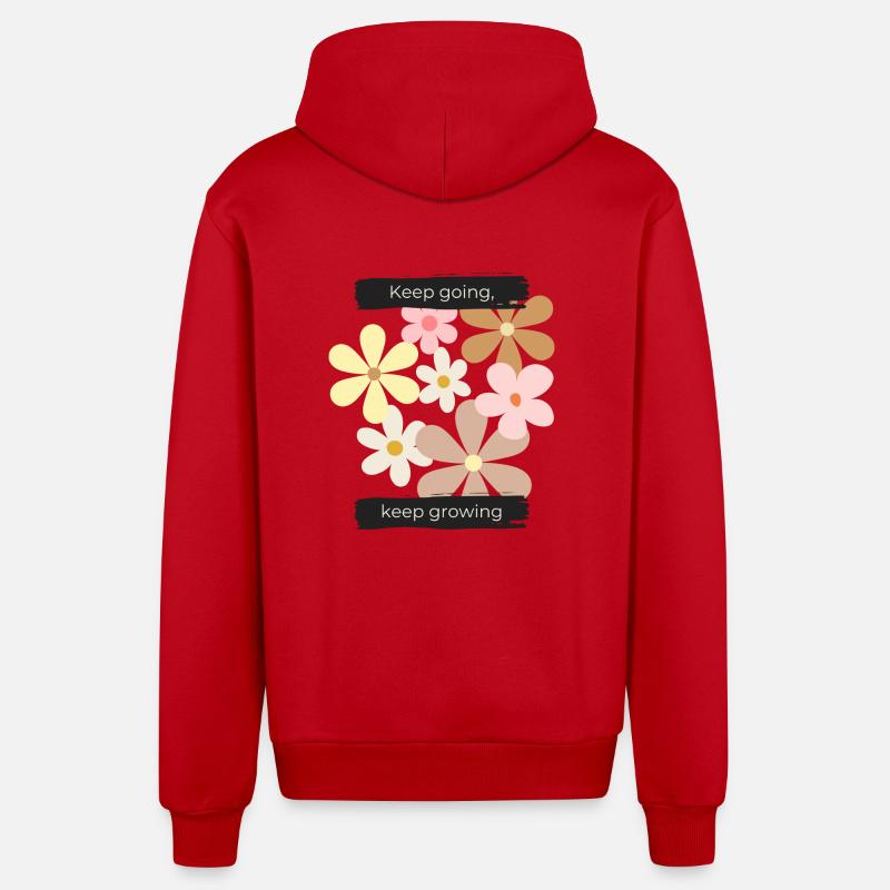 Keep going, keep growing - Organic Relaxed Kapuzenjacke Made in EU - Rot