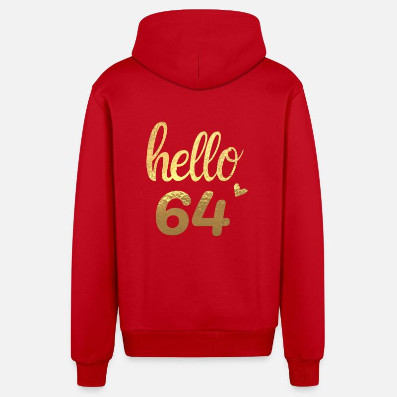 Hello 64 gold - Organic Relaxed Hooded Jacket Made in EU - red