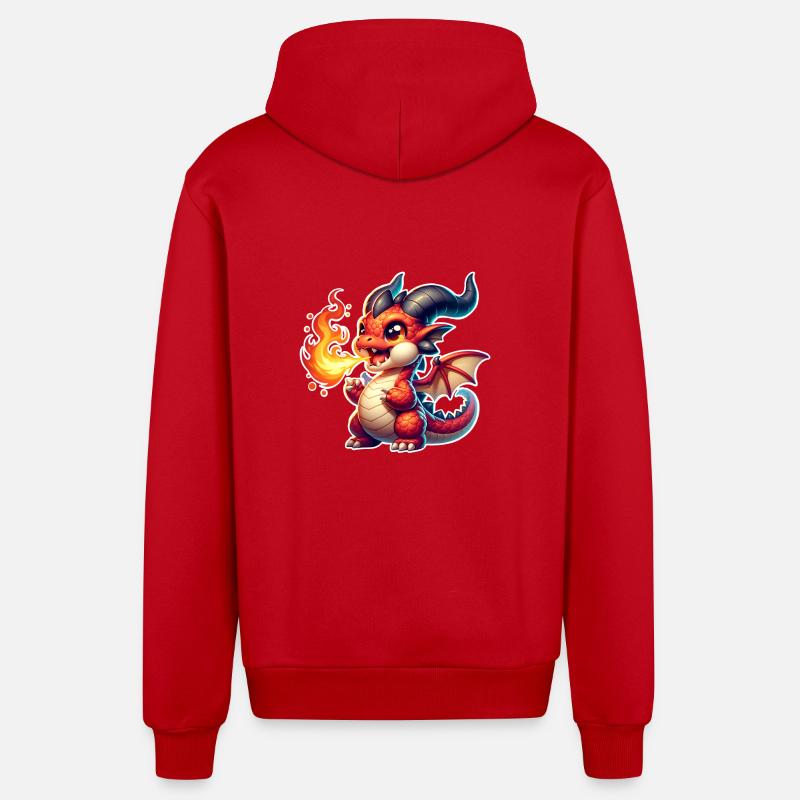 Dragon - Veste à capuche bio décontractée fabriquée en UE - rouge