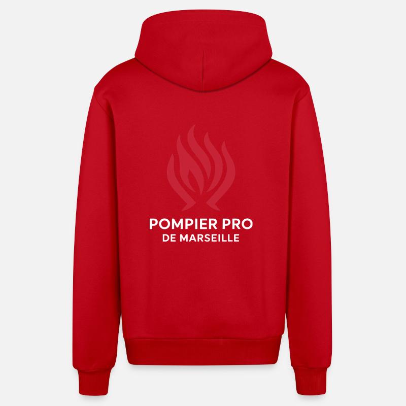 Pompier Pro de Marseille - Veste à capuche bio décontractée fabriquée en UE - rouge