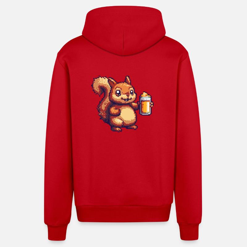 Écureuil Pixel Bière - Veste à capuche bio décontractée fabriquée en UE - rouge