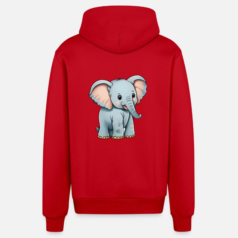 Éléphant totalement mignon - Veste à capuche bio décontractée fabriquée en UE - rouge
