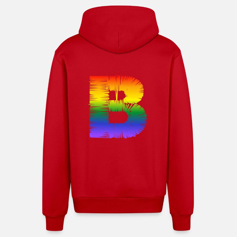 Rainbow B - Veste à capuche bio décontractée fabriquée en UE - rouge