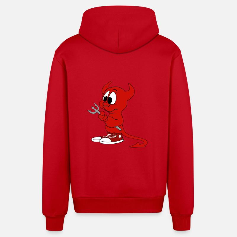 devil - Veste à capuche bio décontractée fabriquée en UE - rouge