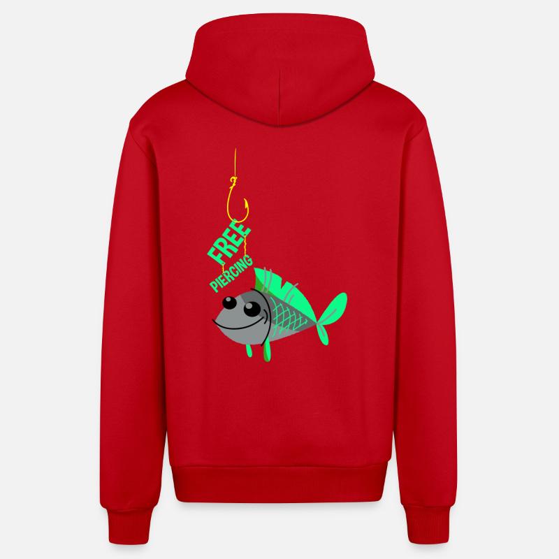 Piercing gratuit - Veste à capuche bio décontractée fabriquée en UE - rouge