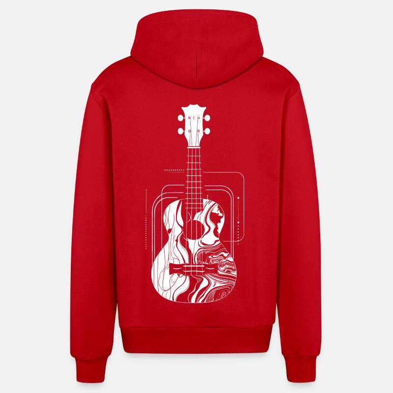 Dessin de ukulélé - Veste à capuche bio décontractée fabriquée en UE - rouge