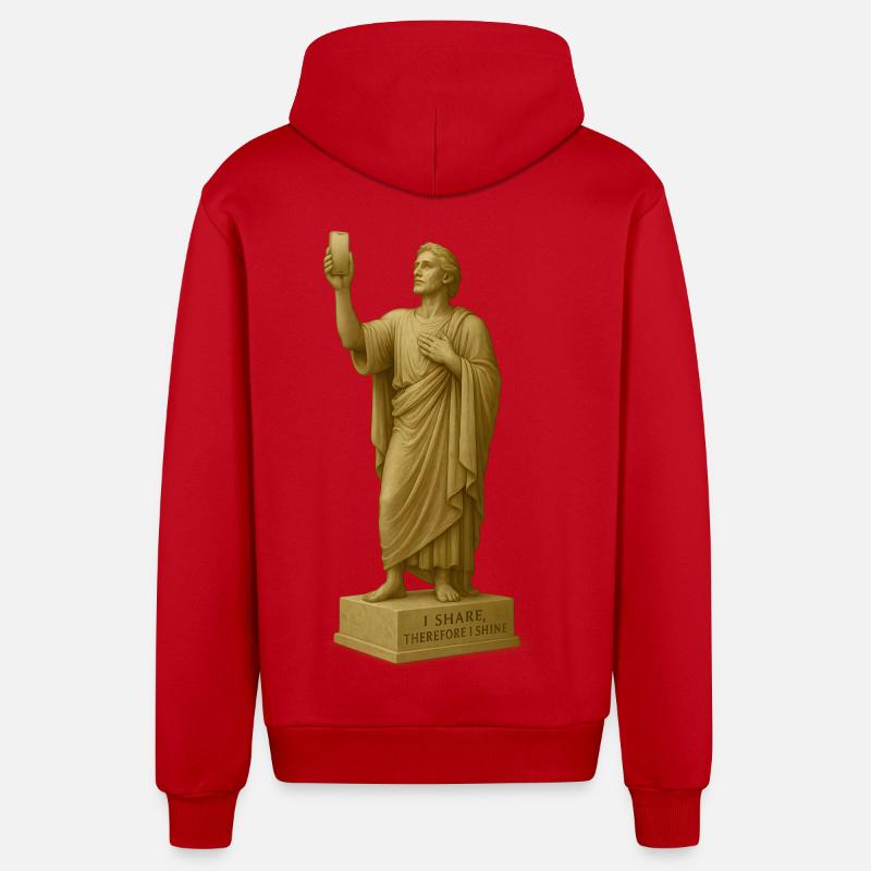 Statue de philosophe antique avec citation - Veste à capuche bio décontractée fabriquée en UE - rouge