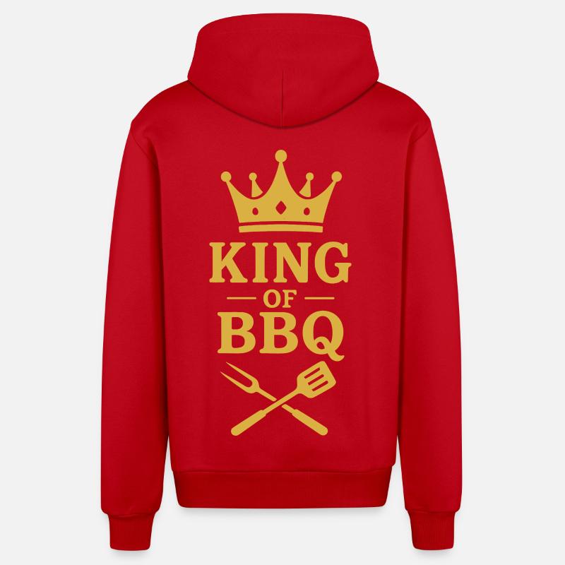 Roi du BBQ | Grillmeister Krone - Veste à capuche bio décontractée fabriquée en UE - rouge