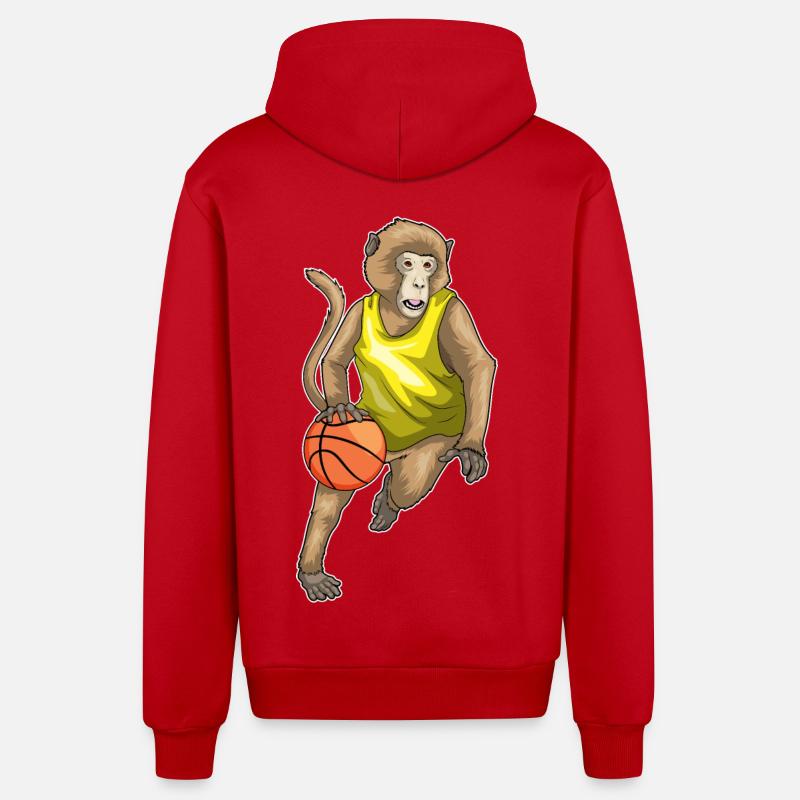 Singe Basketteur Basketteur - Veste à capuche bio décontractée fabriquée en UE - rouge