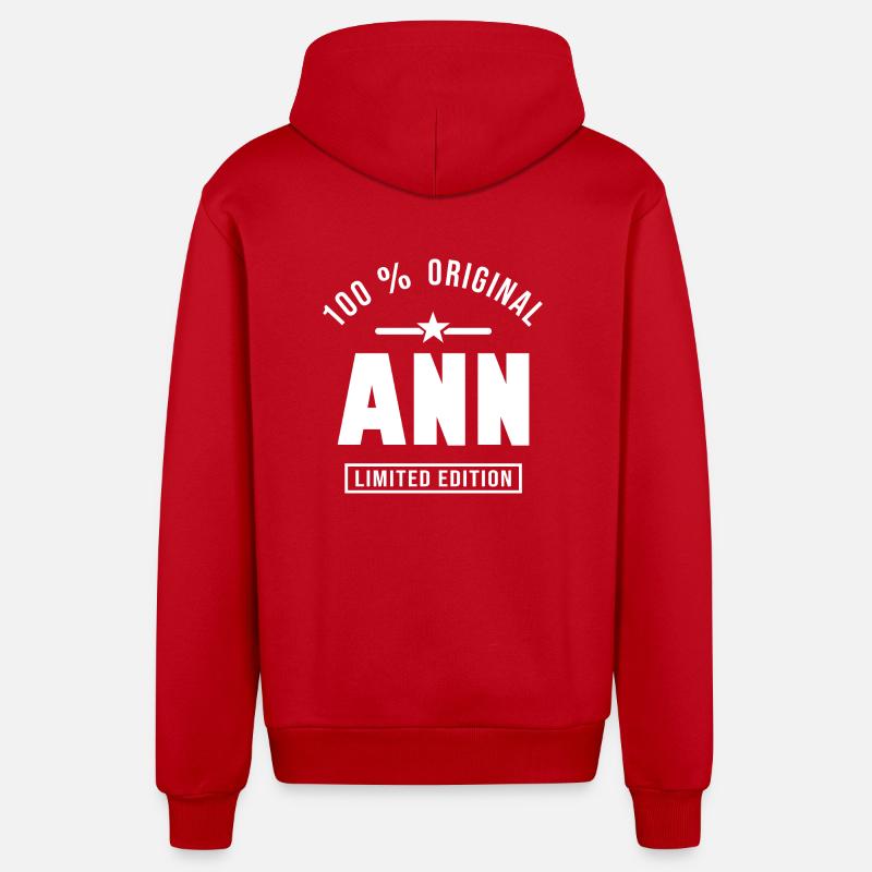 Ann ann - Veste à capuche bio décontractée fabriquée en UE - rouge