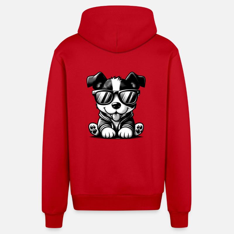 Chien teckel mignon - Veste à capuche bio décontractée fabriquée en UE - rouge