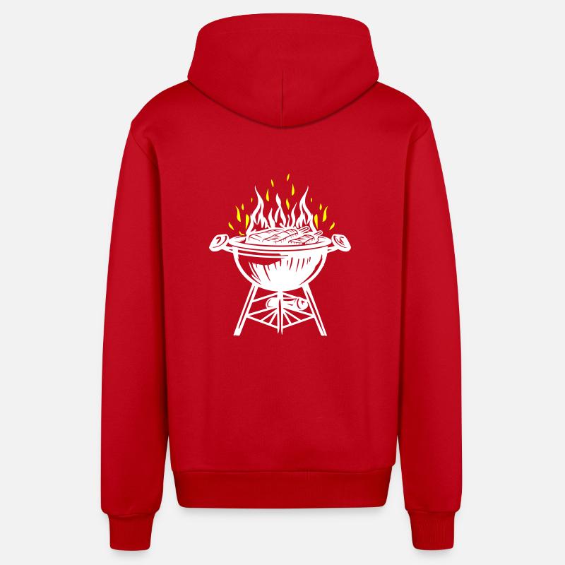 Grill Feu Grillade Viande - Veste à capuche bio décontractée fabriquée en UE - rouge