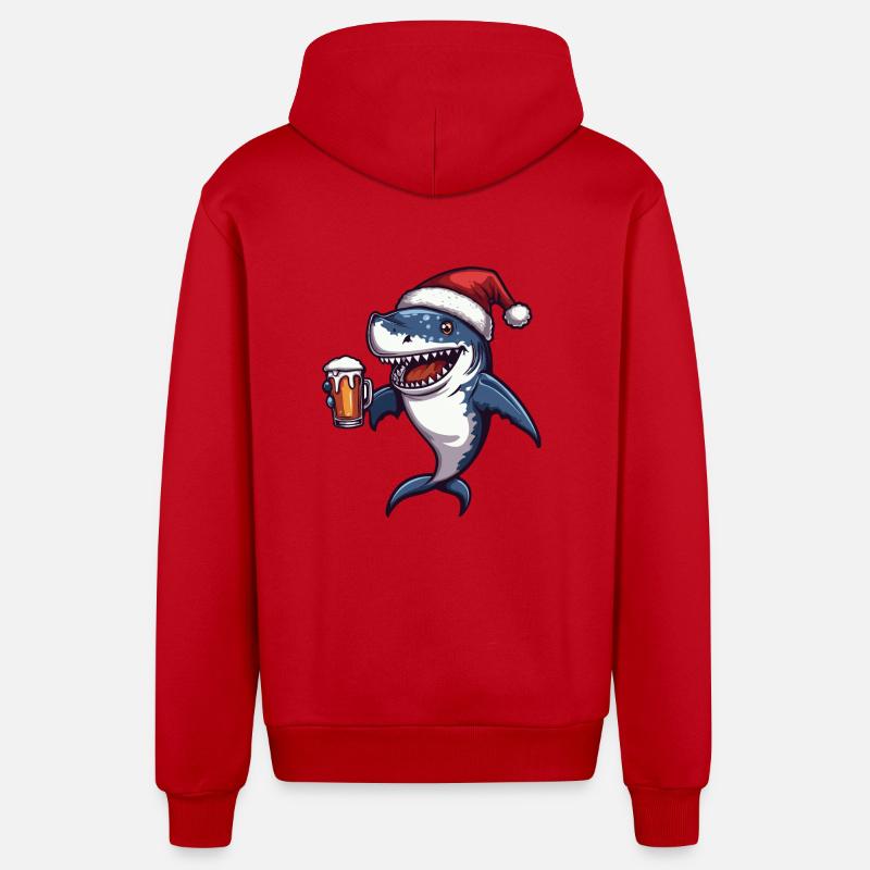 Bière de Noël Shark - Veste à capuche bio décontractée fabriquée en UE - rouge