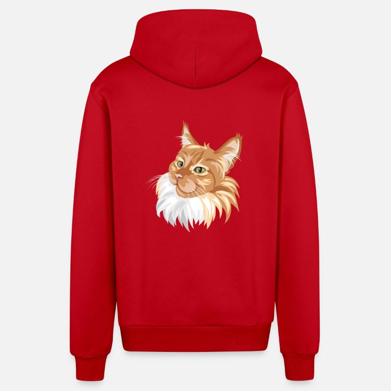 Portrait de chat roux - Veste à capuche bio décontractée fabriquée en UE - rouge