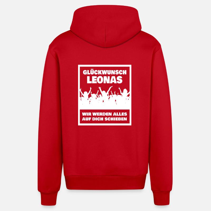 Leonas - Veste à capuche bio décontractée fabriquée en UE - rouge