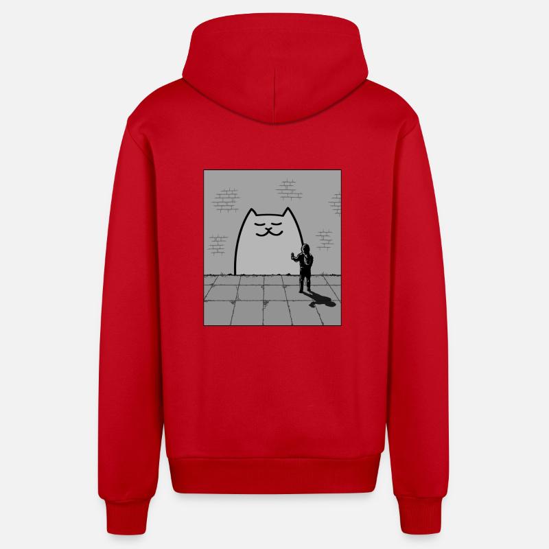 Chat endormi - Veste à capuche bio décontractée fabriquée en UE - rouge