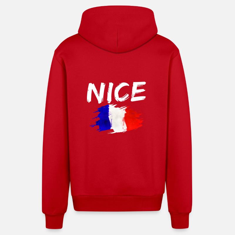 Nice France Drapeau Nice - Veste à capuche bio décontractée fabriquée en UE - rouge