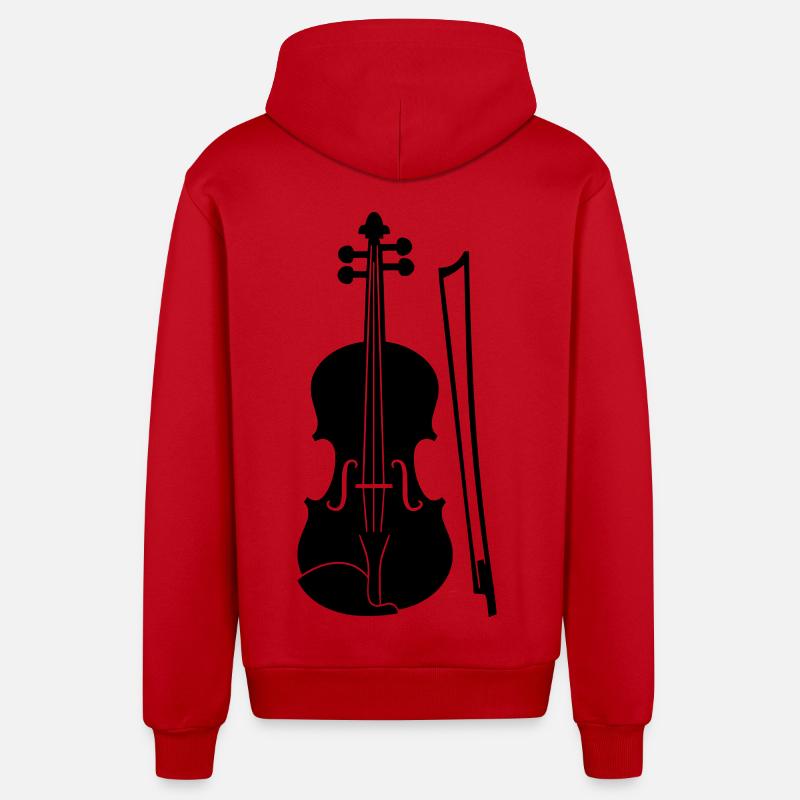 Violon graphique - Veste à capuche bio décontractée fabriquée en UE - rouge
