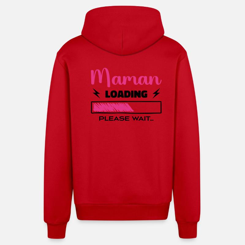 Maman loading Please Wait... - Veste à capuche bio décontractée fabriquée en UE - rouge