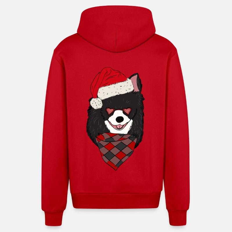 Chihuahua avec chapeau de Noël - Veste à capuche bio décontractée fabriquée en UE - rouge
