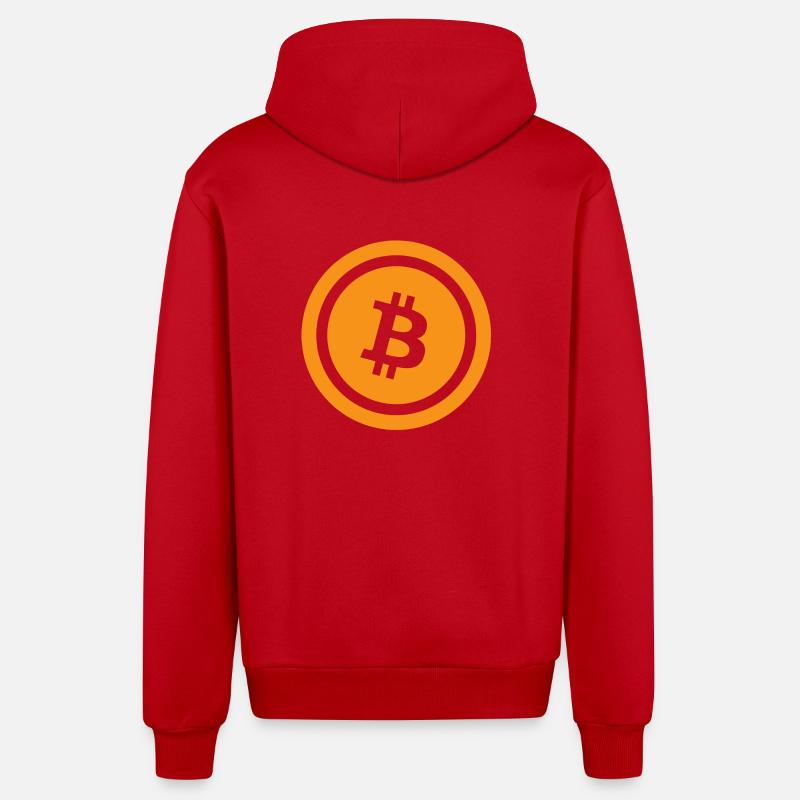 Bitcoin - Veste à capuche bio décontractée fabriquée en UE - rouge