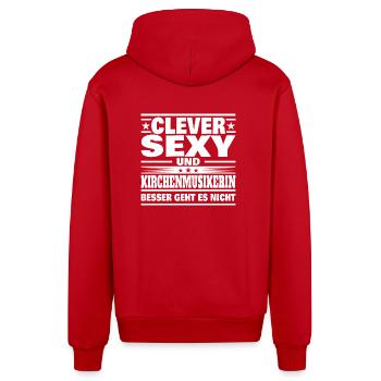 Clever Kirchenmusikerin - Organic Relaxed Kapuzenjacke Made in EU - Rot - Hinten