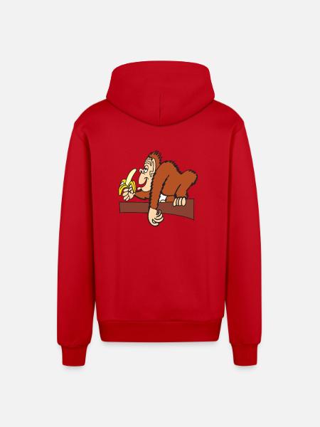AFFE MIT BANANE! - Organic Relaxed Kapuzenjacke Made in EU - Rot