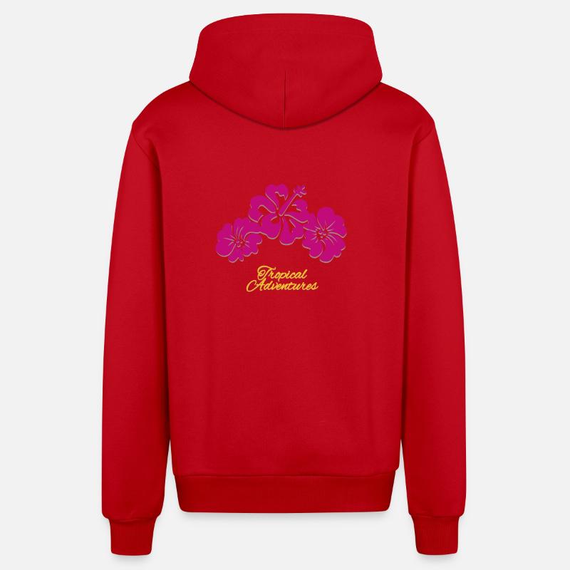 Aventures tropicales - Rose - Veste à capuche bio décontractée fabriquée en UE - rouge