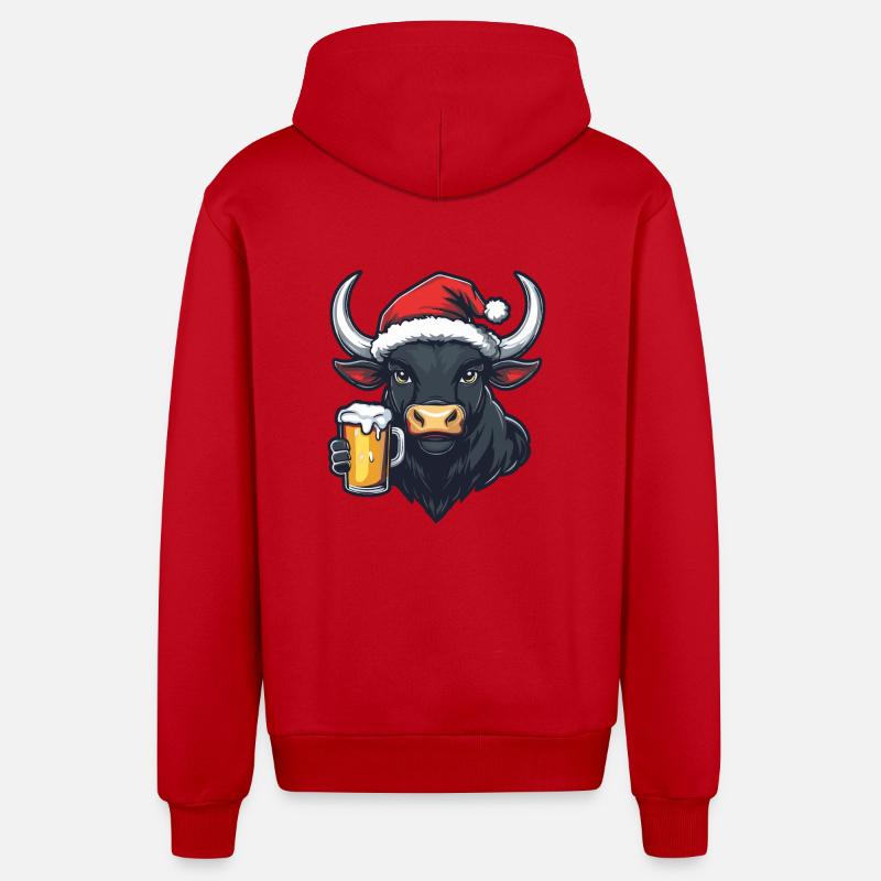 Bière de Noël Taurus - Veste à capuche bio décontractée fabriquée en UE - rouge