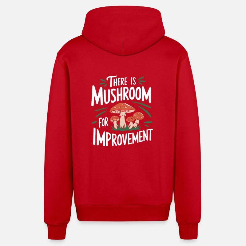 Champignons Champignons Champignon Champignon - Veste à capuche bio décontractée fabriquée en UE - rouge