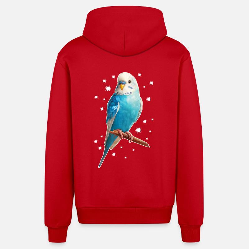 Étoiles de perruche - Veste à capuche bio décontractée fabriquée en UE - rouge