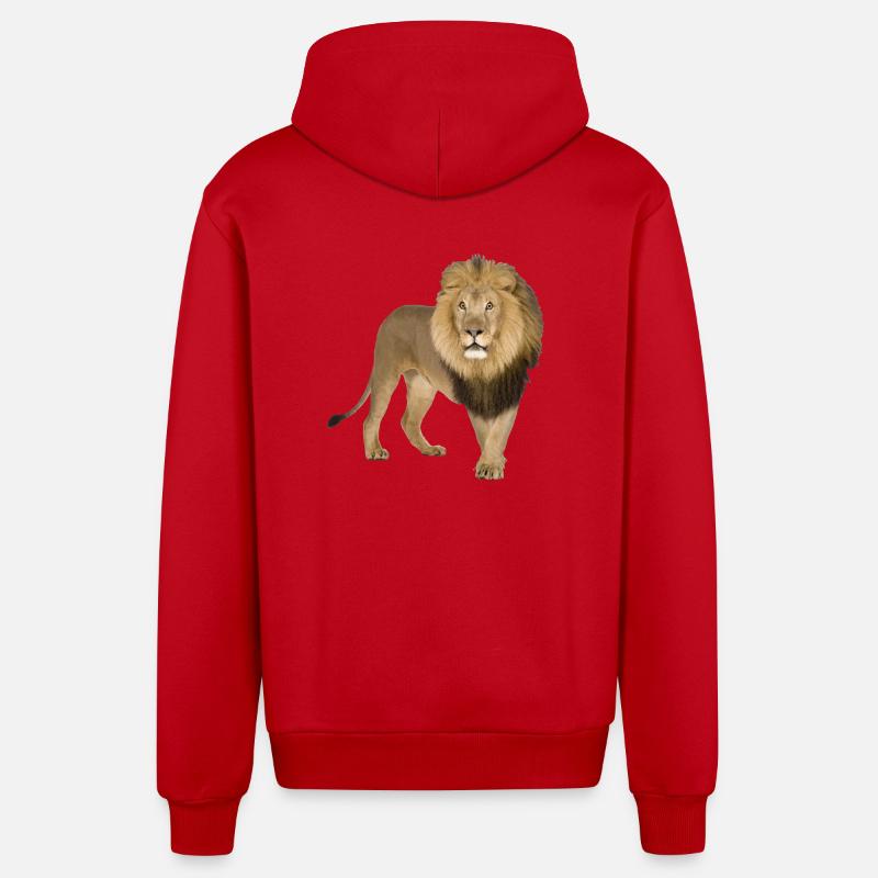 Löwe - Organic Relaxed Kapuzenjacke Made in EU - Rot