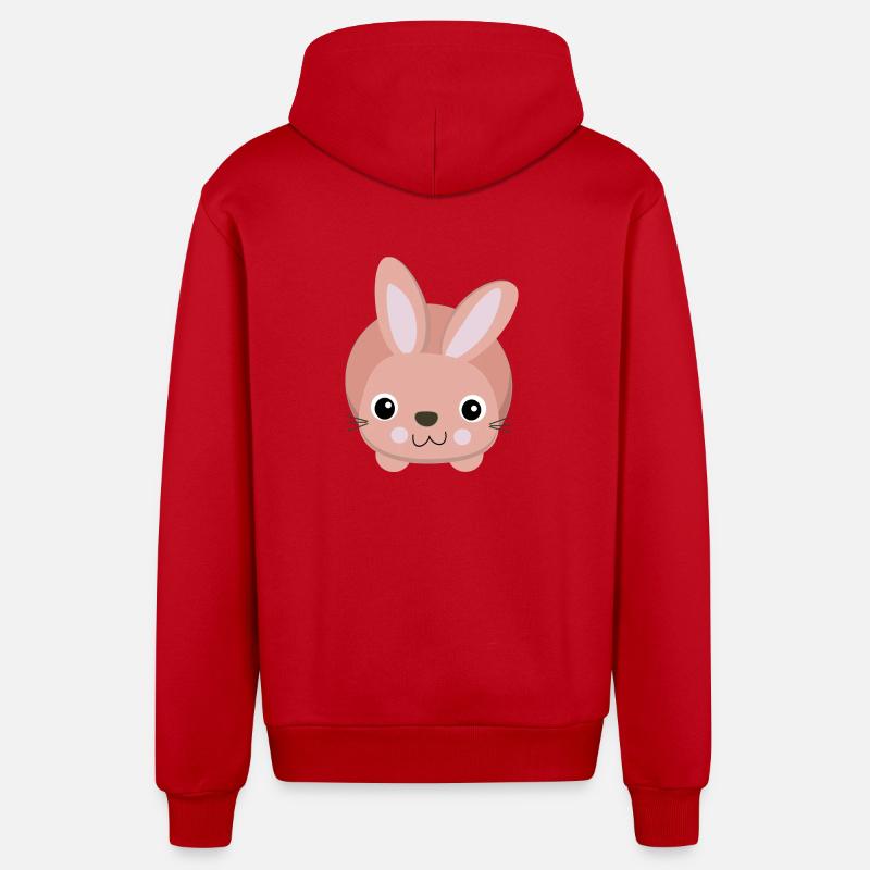 süßes rosa Häschen - Veste à capuche bio décontractée fabriquée en UE - rouge