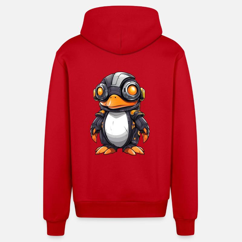 Pingouin Cyborg Robot Cool - Veste à capuche bio décontractée fabriquée en UE - rouge