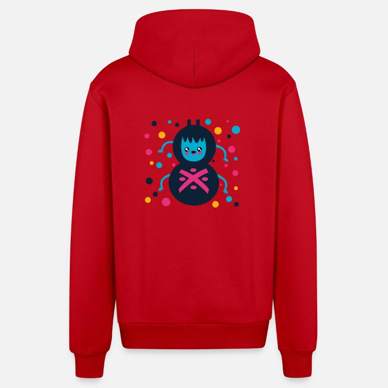 cute spider, gift, spinner - Organic Relaxed Hooded Jacket Made in EU - red