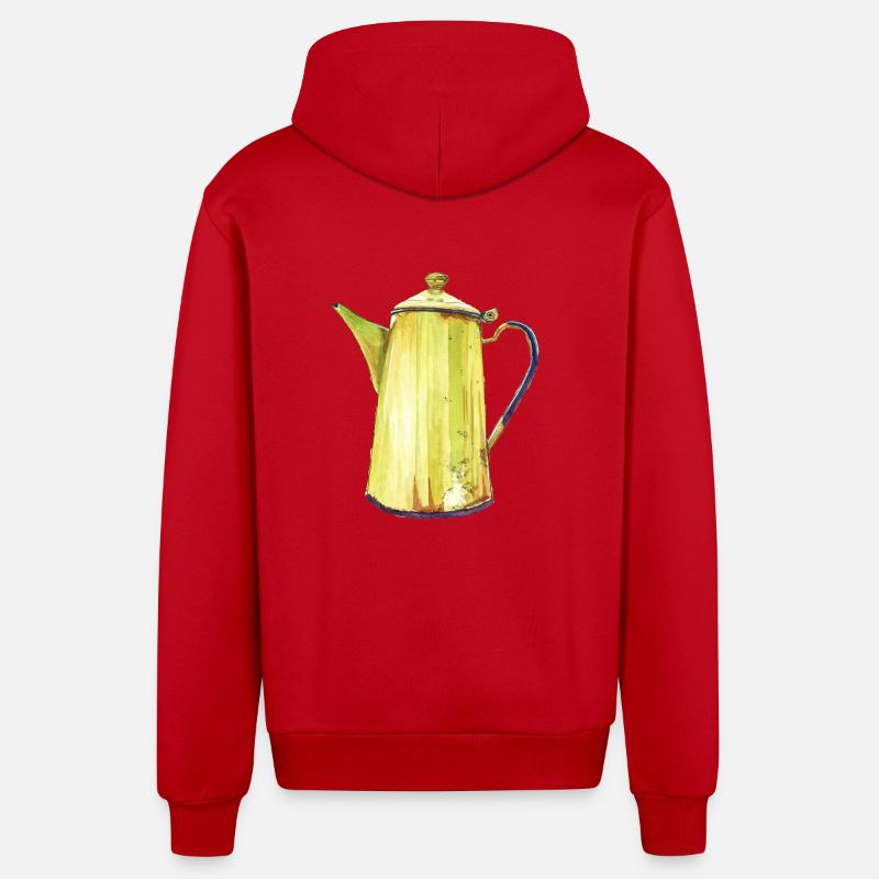 cafetière - Veste à capuche bio décontractée fabriquée en UE - rouge