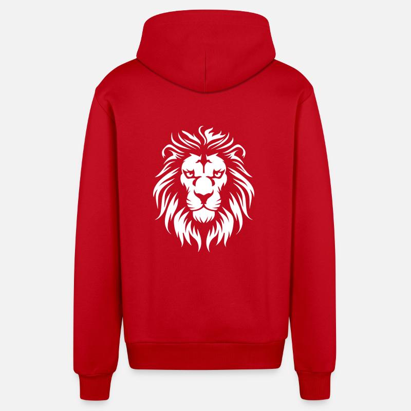 Lion - Veste à capuche bio décontractée fabriquée en UE - rouge