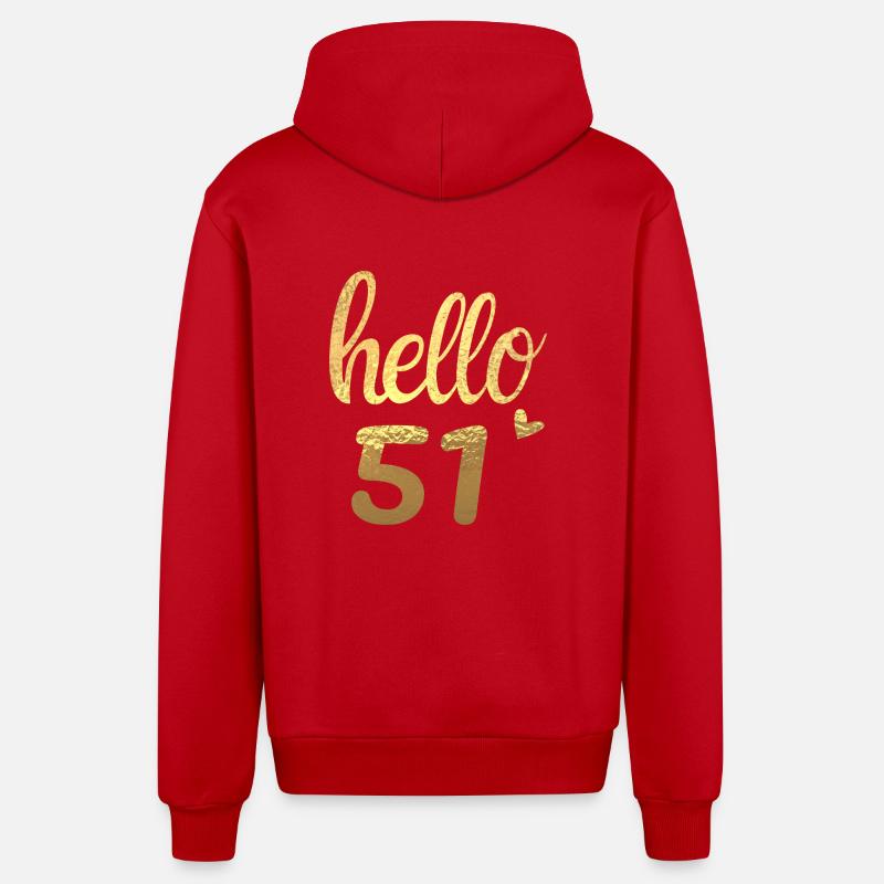 Hello 51 doré - Veste à capuche bio décontractée fabriquée en UE - rouge