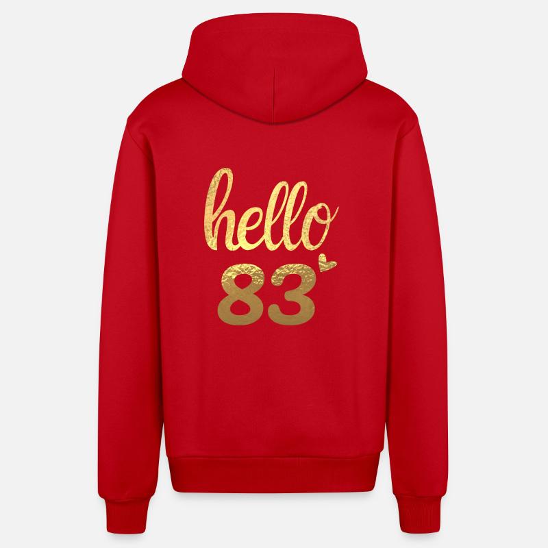Hello 83 doré - Veste à capuche bio décontractée fabriquée en UE - rouge
