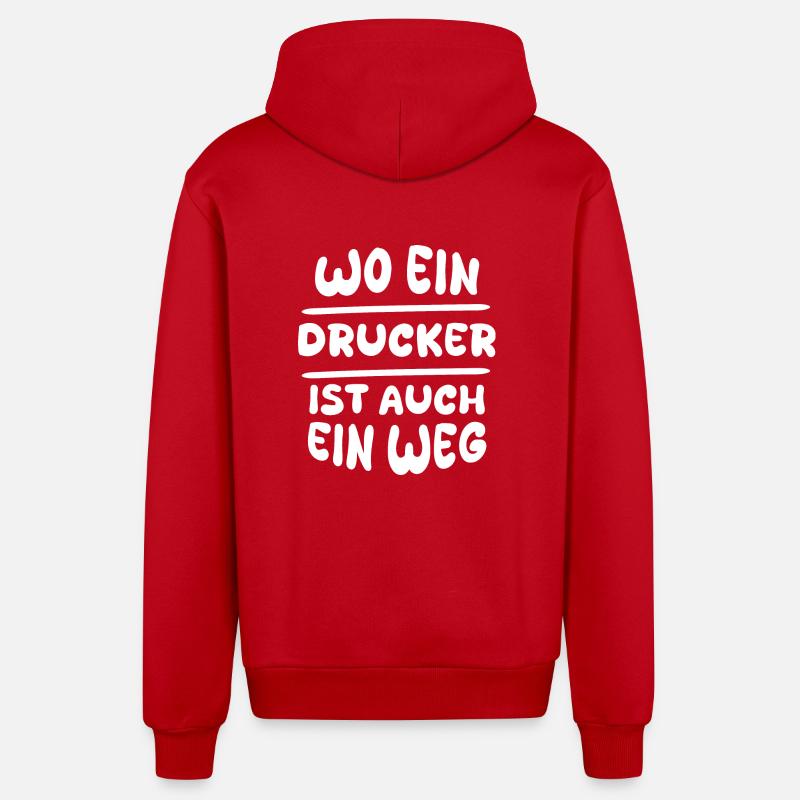 Cadeau pour imprimante - Veste à capuche bio décontractée fabriquée en UE - rouge