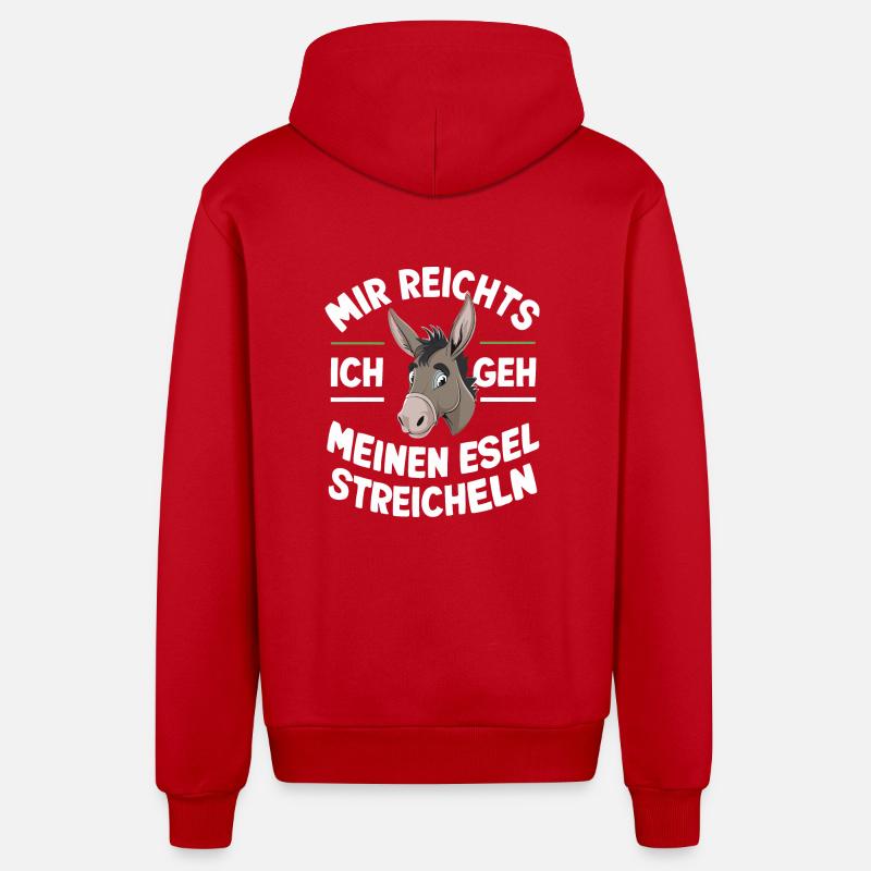 Âne âne mulet Muli - Veste à capuche bio décontractée fabriquée en UE - rouge